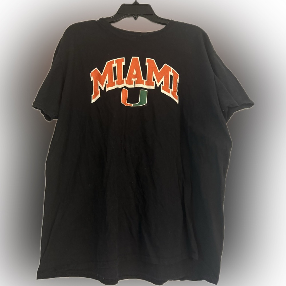 Fanatics Black Tee with University of Miami logo- The U. Size XL